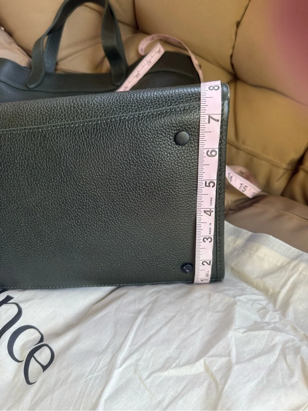 Quince Leather Tote Bag - Forest/olive Green
